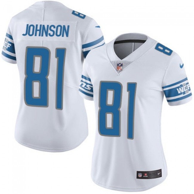 Women's Lions #81 Calvin Johnson White Stitched NFL Vapor Untouchable Limited Jersey