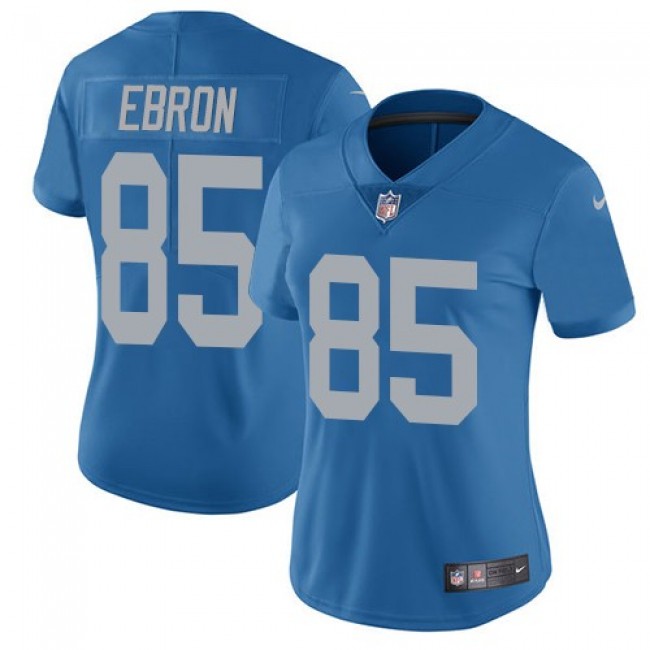 Women's Lions #85 Eric Ebron Blue Throwback Stitched NFL Vapor Untouchable Limited Jersey