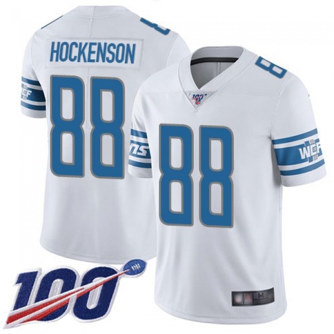 Nike Lions #88 T.J. Hockenson White Men's Stitched NFL 100th Season Vapor Limited Jersey