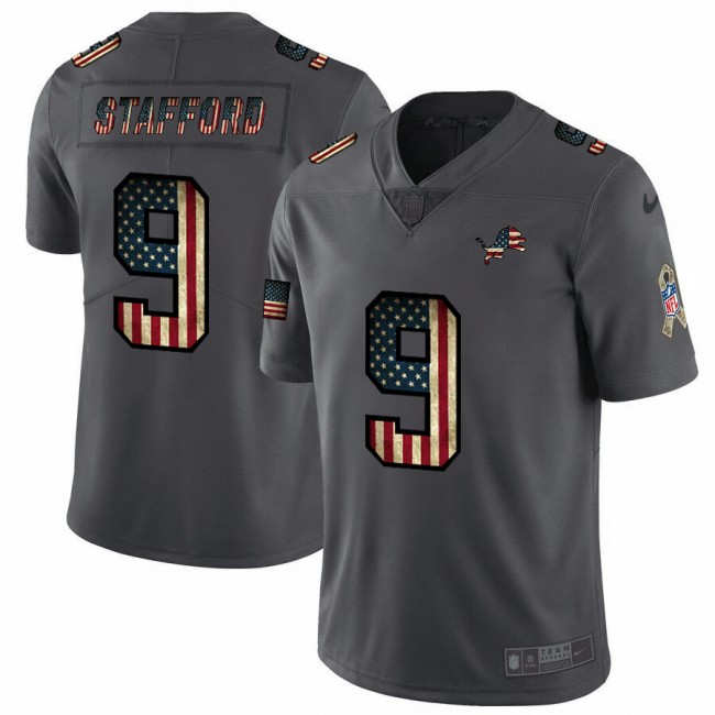 Nike Lions #9 Matthew Stafford 2018 Salute To Service Retro USA Flag Limited NFL Jersey
