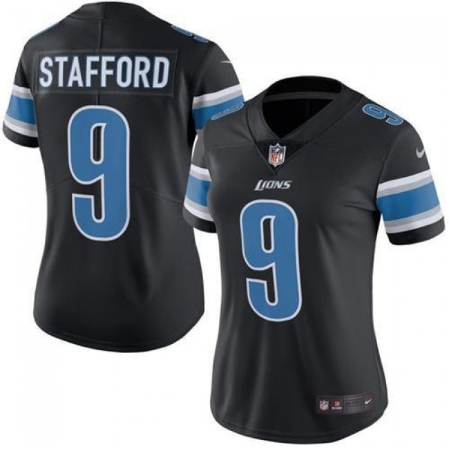 Women's Lions #9 Matthew Stafford Black Stitched NFL Limited Rush Jersey