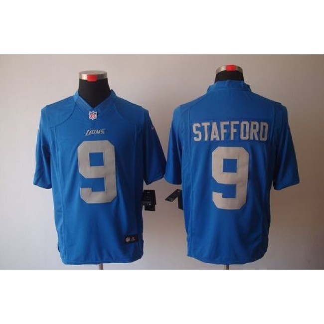 Nike Lions #9 Matthew Stafford Blue Alternate Throwback Men's Stitched NFL Limited Jersey