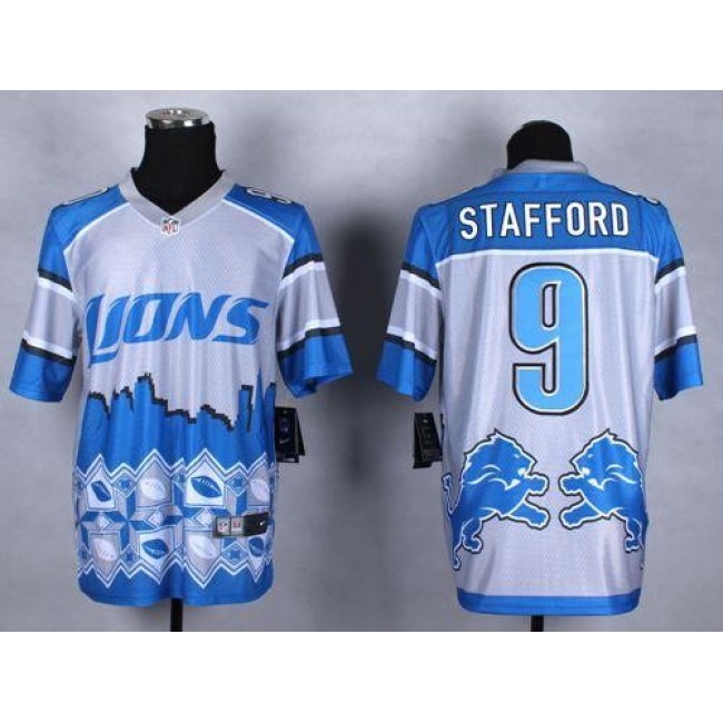 Nike Lions #9 Matthew Stafford Blue Men's Stitched NFL Elite Noble Fashion Jersey