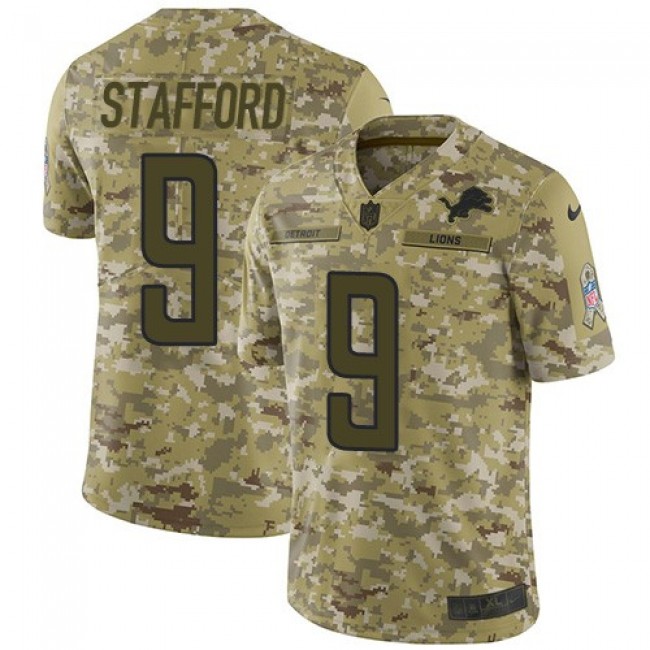 Nike Lions #9 Matthew Stafford Camo Men's Stitched NFL Limited 2018 Salute To Service Jersey