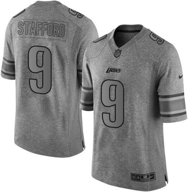 Nike Lions #9 Matthew Stafford Gray Men's Stitched NFL Limited Gridiron Gray Jersey