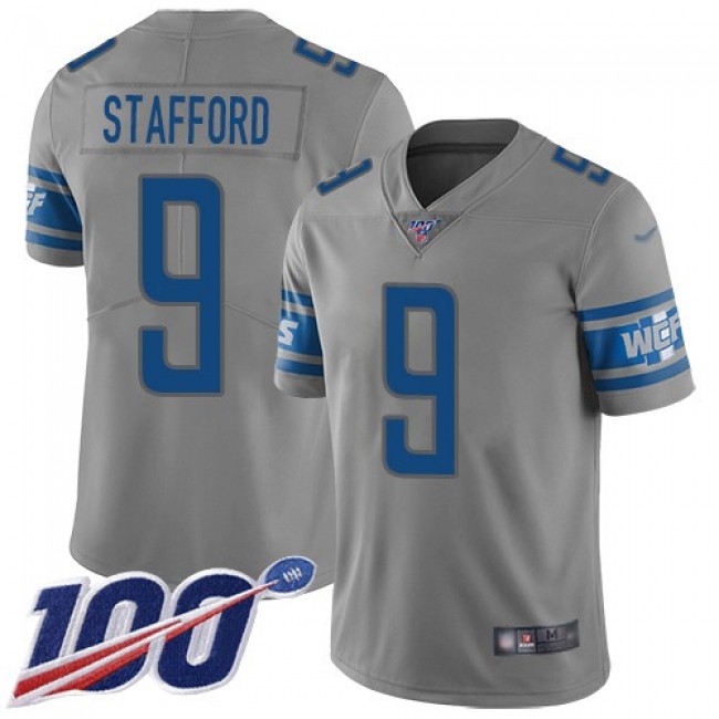 Nike Lions #9 Matthew Stafford Gray Men's Stitched NFL Limited Inverted Legend 100th Season Jersey