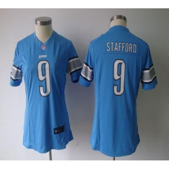 Women's Lions #9 Matthew Stafford Light Blue Team Color NFL Game Jersey