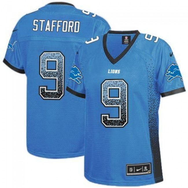 Women's Lions #9 Matthew Stafford Light Blue Team Color Stitched NFL Elite Drift Jersey