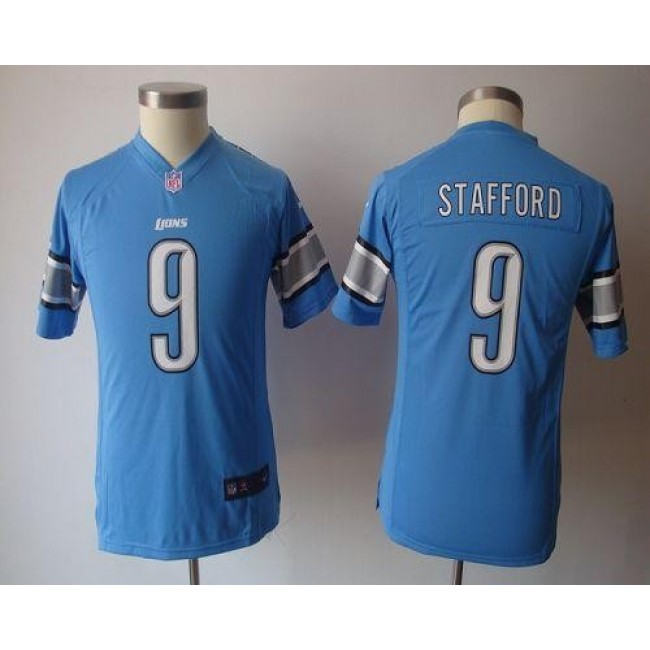 Detroit Lions #9 Matthew Stafford Light Blue Team Color Youth NFL Game Jersey