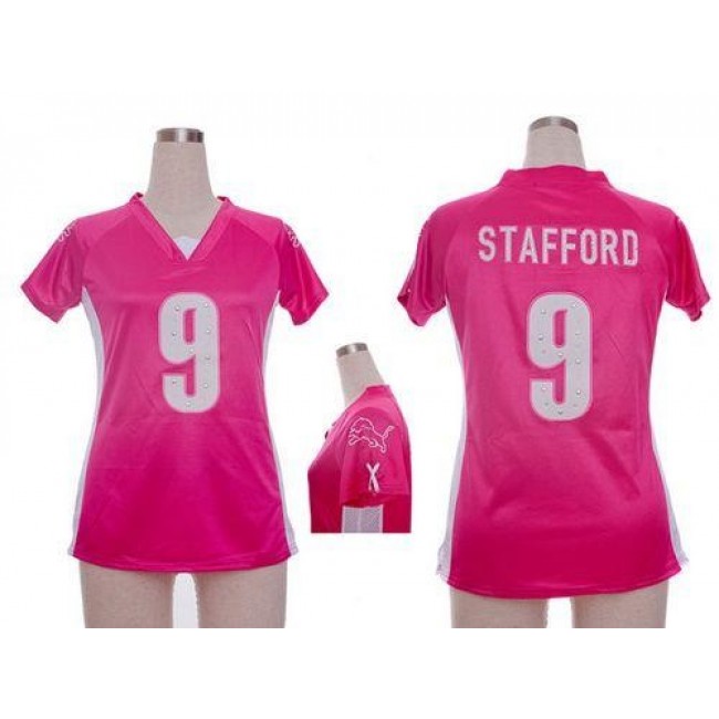 Women's Lions #9 Matthew Stafford Pink Draft Him Name Number Top Stitched NFL Elite Jersey