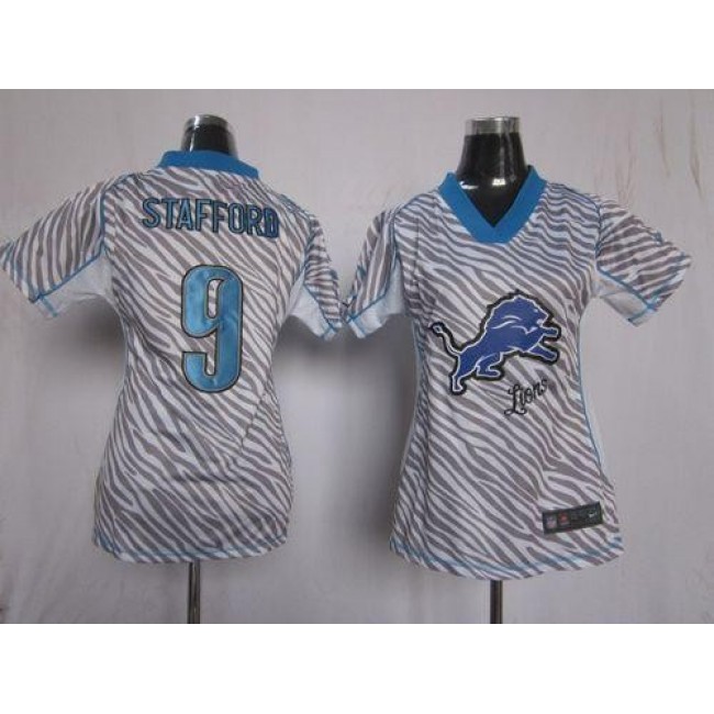 Women's Lions #9 Matthew Stafford Zebra Stitched NFL Elite Jersey