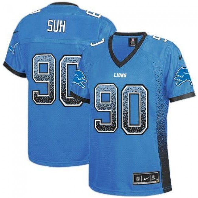 Women's Lions #90 Ndamukong Suh Light Blue Team Color Stitched NFL Elite Drift Jersey