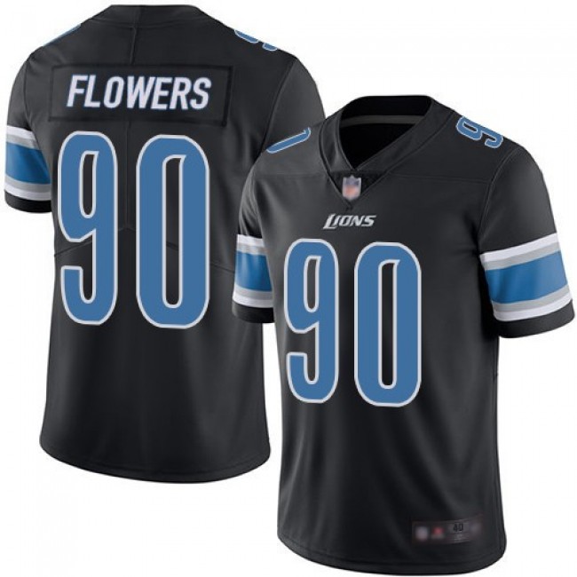 Nike Lions #90 Trey Flowers Black Men's Stitched NFL Limited Rush Jersey