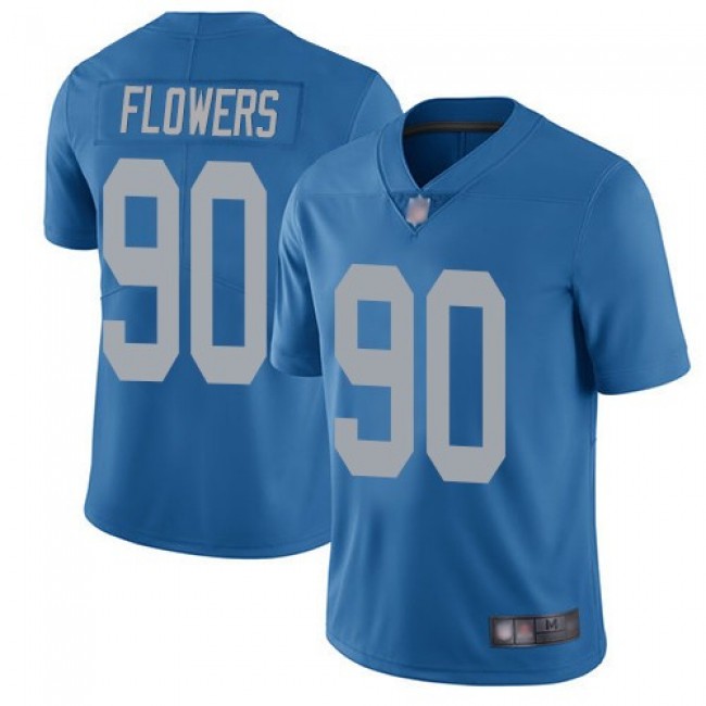Nike Lions #90 Trey Flowers Blue Throwback Men's Stitched NFL Vapor Untouchable Limited Jersey