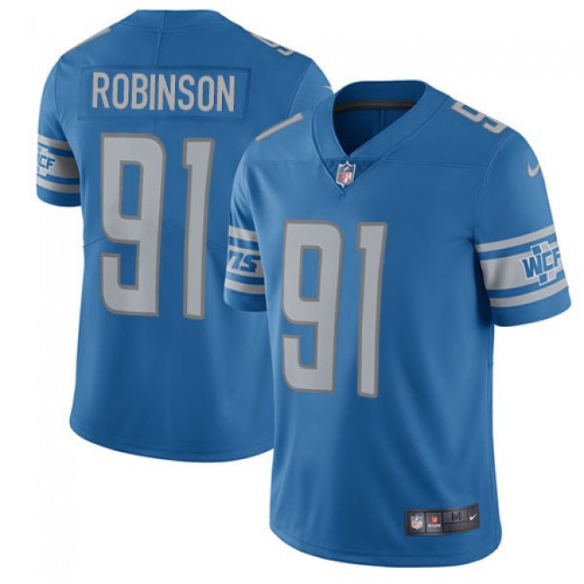 Nike Lions #91 A'Shawn Robinson Blue Team Color Men's Stitched NFL Vapor Untouchable Limited Jersey
