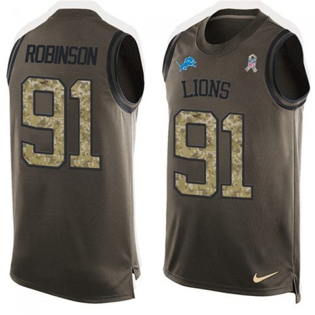 Nike Lions #91 A'Shawn Robinson Green Men's Stitched NFL Limited Salute To Service Tank Top Jersey