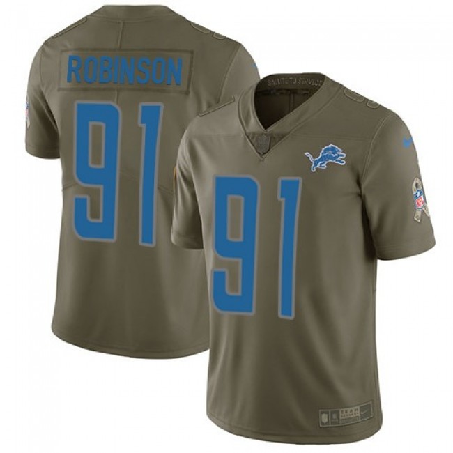 Nike Lions #91 A'Shawn Robinson Olive Men's Stitched NFL Limited 2017 Salute to Service Jersey