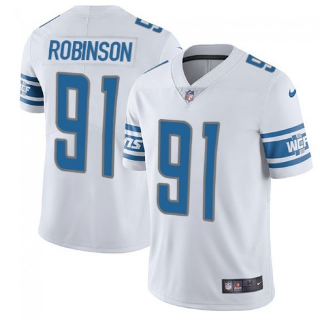 Nike Lions #91 A'Shawn Robinson White Men's Stitched NFL Vapor Untouchable Limited Jersey