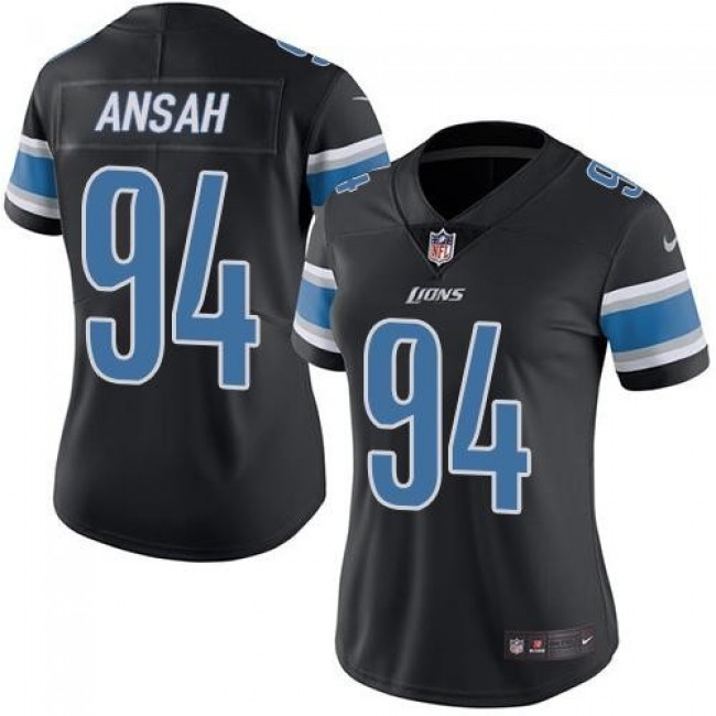 Women's Lions #94 Ziggy Ansah Black Stitched NFL Limited Rush Jersey