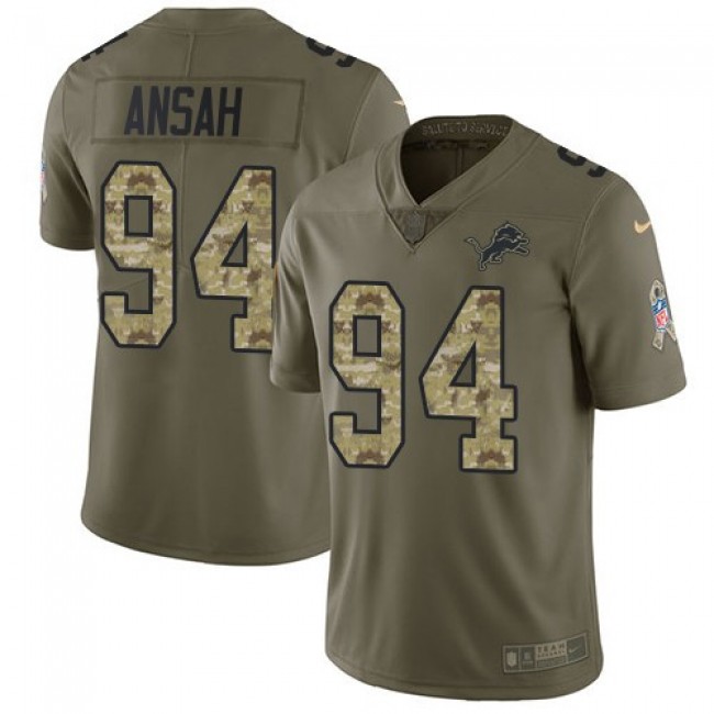 Detroit Lions #94 Ziggy Ansah Olive-Camo Youth Stitched NFL Limited 2017 Salute to Service Jersey