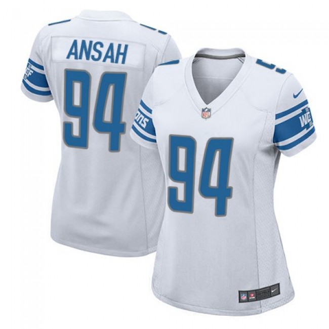 Women's Lions #94 Ziggy Ansah White Stitched NFL Elite Jersey