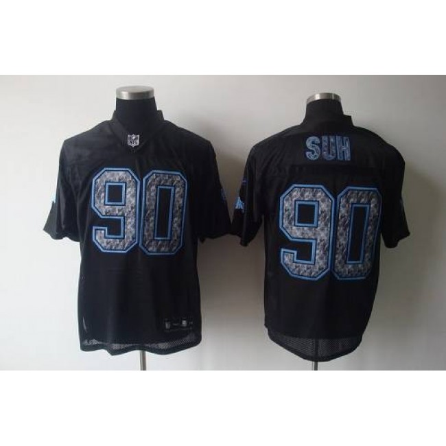 Sideline Black United Lions #90 Ndamukong Suh Black Stitched NFL Jersey