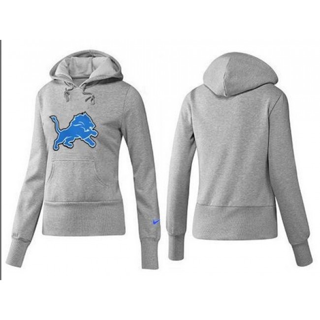 Women's Detroit Lions Logo Pullover Hoodie Grey Jersey