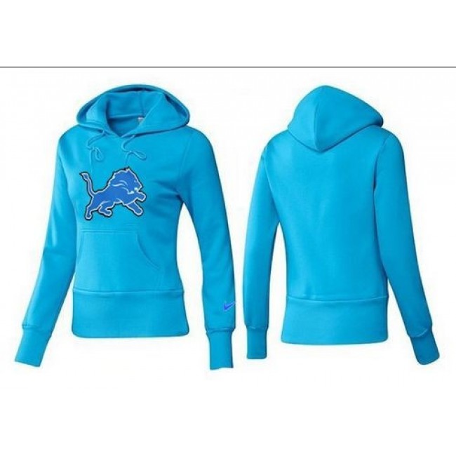 Women's Detroit Lions Logo Pullover Hoodie Light Blue Jersey