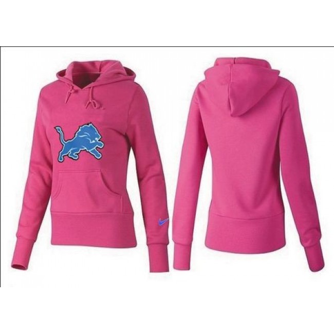 Women's Detroit Lions Logo Pullover Hoodie Pink Jersey