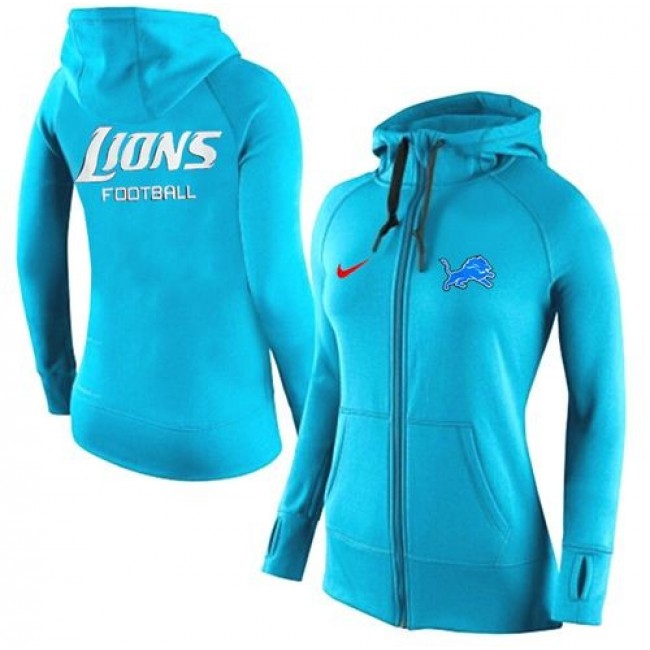 Women's Detroit Lions Full-Zip Hoodie Light Blue Jersey