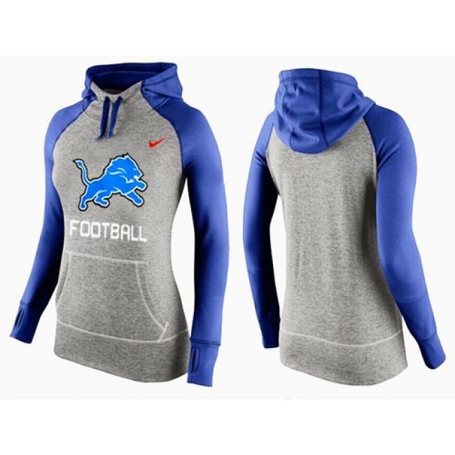 Women's Detroit Lions Hoodie Grey Blue-1 Jersey