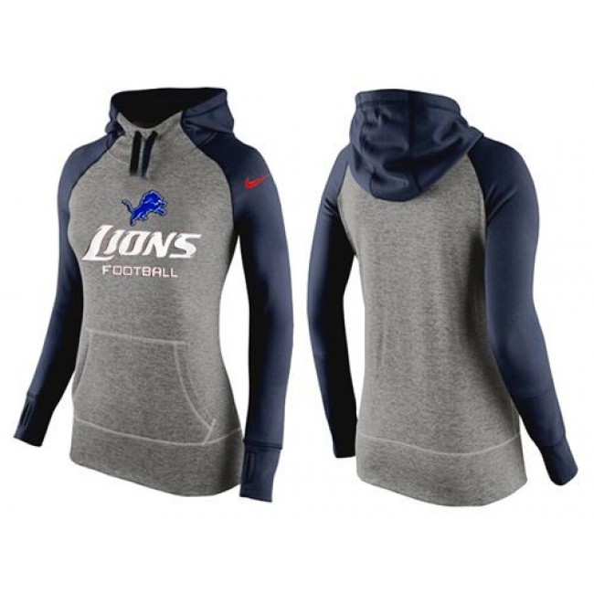 Women's Detroit Lions Hoodie Grey Dark Blue Jersey