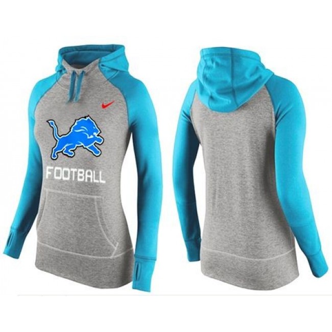 Women's Detroit Lions Hoodie Grey Light Blue Jersey