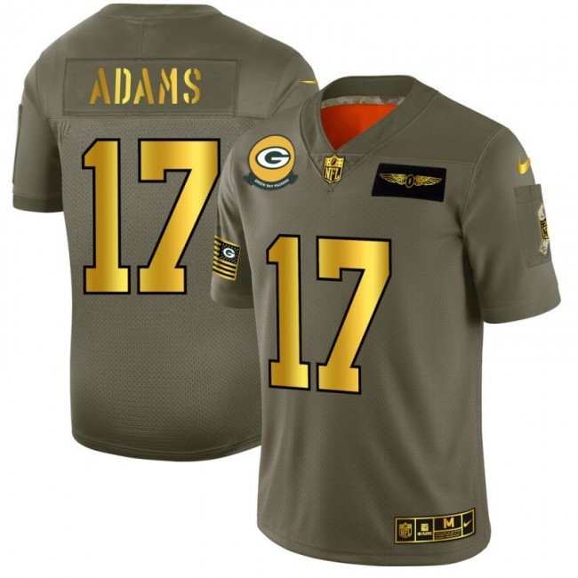 Green Bay Packers #17 Davante Adams NFL Men's Nike Olive Gold 2019 Salute to Service Limited Jersey