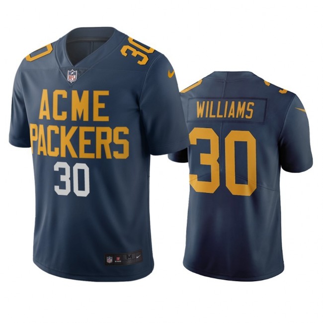 Green Bay Packers #30 Jamaal Williams Navy Vapor Limited City Edition NFL Jersey