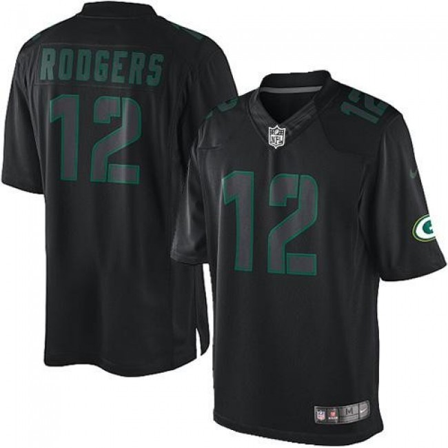 Nike Packers #12 Aaron Rodgers Black Men's Stitched NFL Impact Limited Jersey
