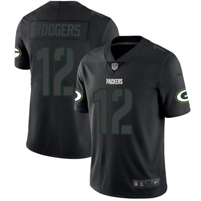 Nike Packers #12 Aaron Rodgers Black Men's Stitched NFL Limited Rush Impact Jersey