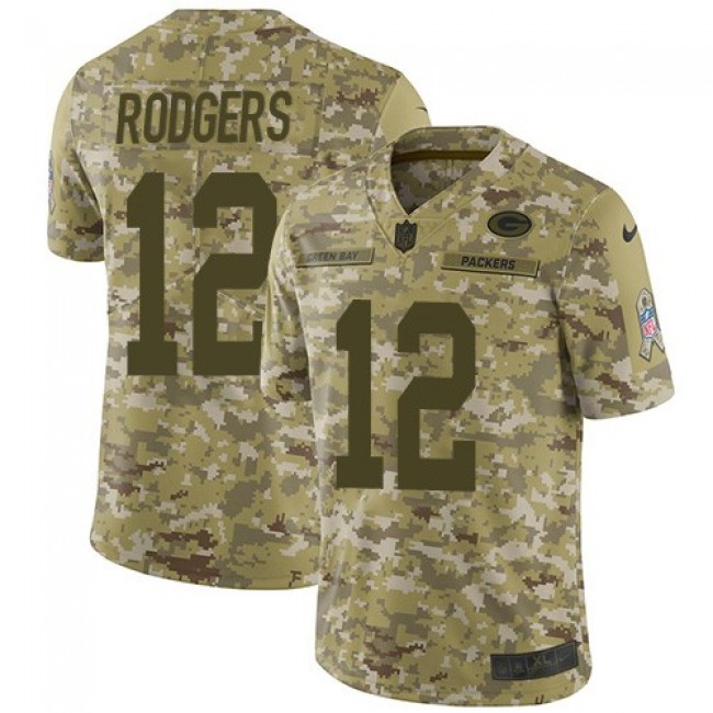 Nike Packers #12 Aaron Rodgers Camo Men's Stitched NFL Limited 2018 Salute To Service Jersey