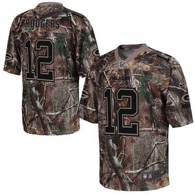Green Bay Packers #12 Aaron Rodgers Camo Youth Stitched NFL Realtree Elite Jersey