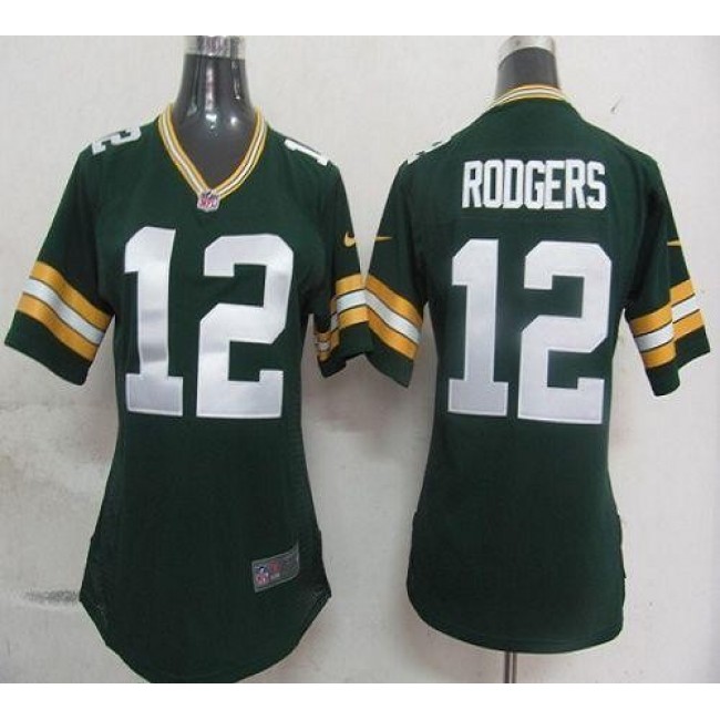 Women's Packers #12 Aaron Rodgers Green Team Color Stitched NFL Elite Jersey