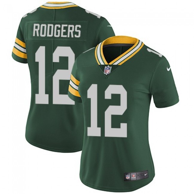 Women's Packers #12 Aaron Rodgers Green Team Color Stitched NFL Vapor Untouchable Limited Jersey
