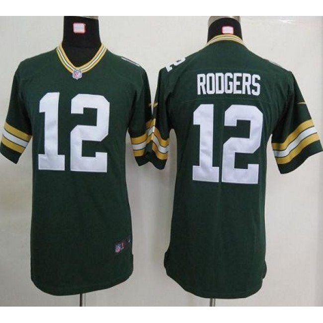 Green Bay Packers #12 Aaron Rodgers Green Team Color Youth Stitched NFL Elite Jersey