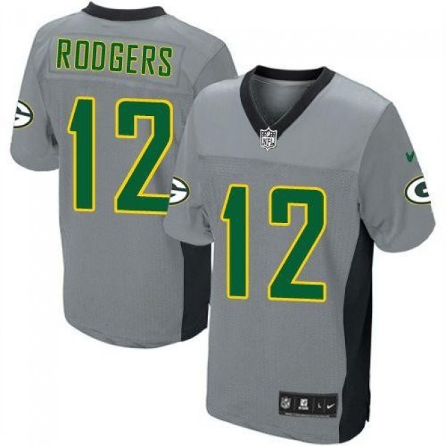 Green Bay Packers #12 Aaron Rodgers Grey Shadow Youth Stitched NFL Elite Jersey