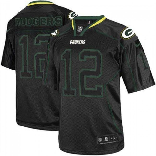 Green Bay Packers #12 Aaron Rodgers Lights Out Black Youth Stitched NFL Elite Jersey