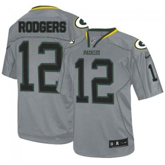 Green Bay Packers #12 Aaron Rodgers Lights Out Grey Youth Stitched NFL Elite Jersey