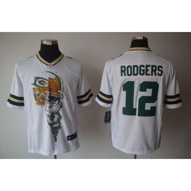 Nike Packers #12 Aaron Rodgers White Men's Stitched NFL Helmet Tri-Blend Limited Jersey