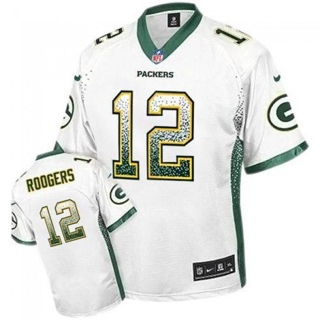 Green Bay Packers #12 Aaron Rodgers White Youth Stitched NFL Elite Drift Fashion Jersey