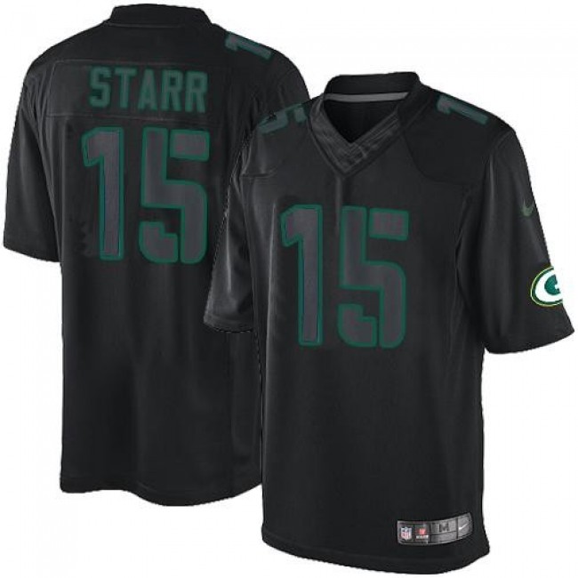 Nike Packers #15 Bart Starr Black Men's Stitched NFL Impact Limited Jersey