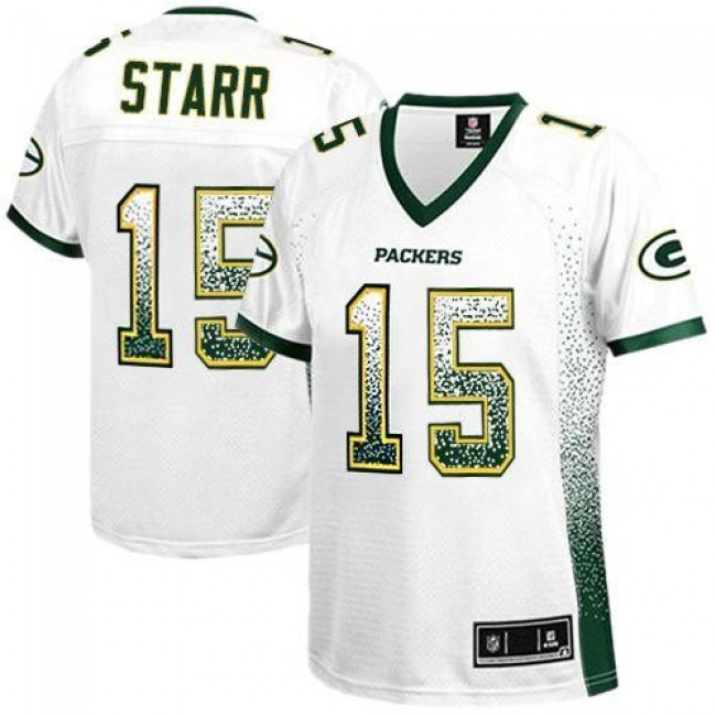 Women's Packers #15 Bart Starr White Stitched NFL Elite Drift Jersey