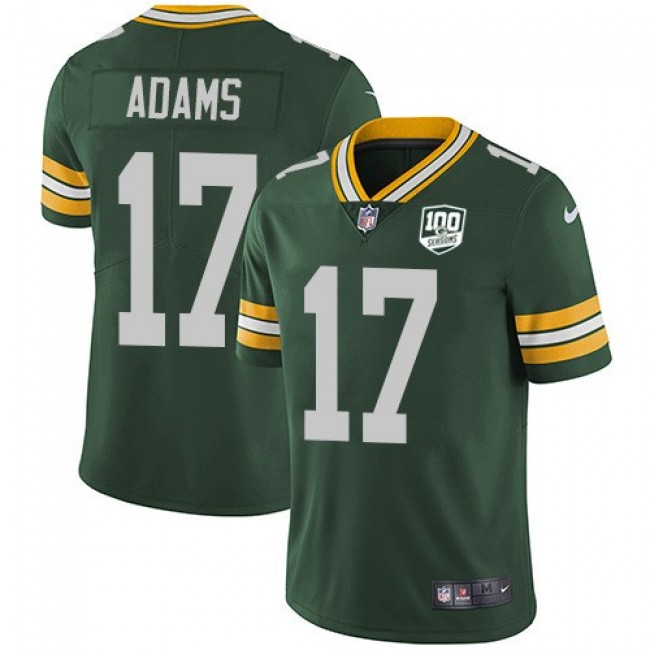 Nike Packers #17 Davante Adams Green Team Color Men's 100th Season Stitched NFL Vapor Untouchable Limited Jersey